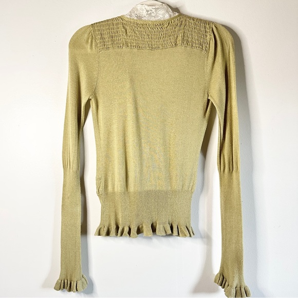 Anthropologie Moth Sweater S Smocked Lace Bow Rayon Wool Y2K vinta… - Picture 5 of 11